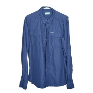 Columbia Men's Navy Blue Long Sleeve Button Front Shirt Size Medium 💙